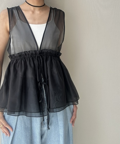 nissen（ニッセン）の「オーガンジーシアーベスト（ベスト・レディース・アイボリー/ブラウン系/カーキ/ブラック・LL/M/L）」の18枚目の写真