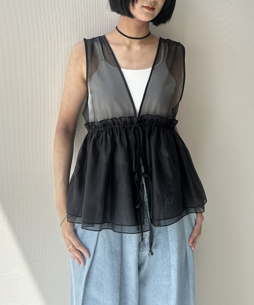 nissen（ニッセン）の「オーガンジーシアーベスト（ベスト・レディース・アイボリー/ブラウン系/カーキ/ブラック・LL/M/L）」の17枚目の写真