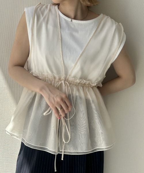 nissen（ニッセン）の「オーガンジーシアーベスト（ベスト・レディース・アイボリー/ブラウン系/カーキ/ブラック・LL/M/L）」の20枚目の写真
