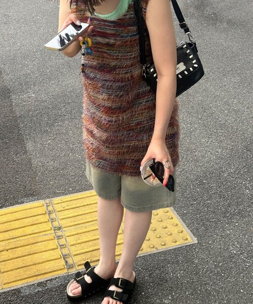 CIAOPANIC（チャオパニック）の「【前後２WAY】ミックスシャギーニットベストチュニック（ベスト・レディース・オレンジ/グリーン/レッド/グリーン系その他/レッド系その他/オレンジ系その他・1/0）」の15枚目の写真