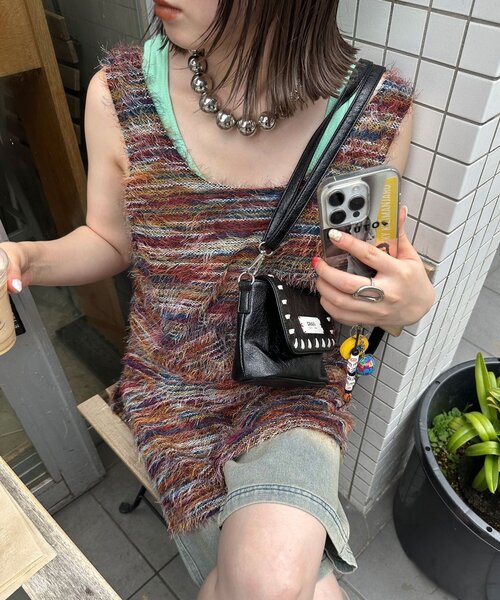 CIAOPANIC（チャオパニック）の「【前後２WAY】ミックスシャギーニットベストチュニック（ベスト・レディース・オレンジ/グリーン/レッド/グリーン系その他/レッド系その他/オレンジ系その他・1/0）」の16枚目の写真