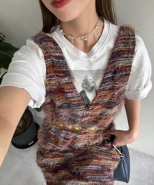 CIAOPANIC（チャオパニック）の「【前後２WAY】ミックスシャギーニットベストチュニック（ベスト・レディース・オレンジ/グリーン/レッド/グリーン系その他/レッド系その他/オレンジ系その他・1/0）」の18枚目の写真