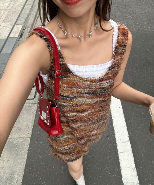 CIAOPANIC（チャオパニック）の「【前後２WAY】ミックスシャギーニットベストチュニック（ベスト・レディース・オレンジ/グリーン/レッド/グリーン系その他/レッド系その他/オレンジ系その他・1/0）」の21枚目の写真