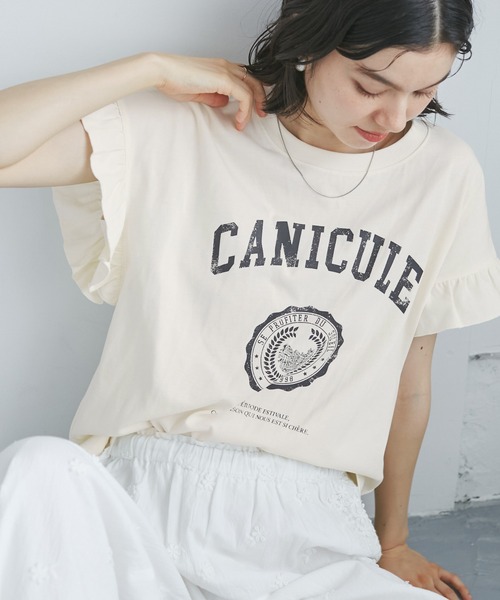袖フリルカレッジロゴTシャツ（Tシャツ/カットソー）｜ROPE' PICNIC