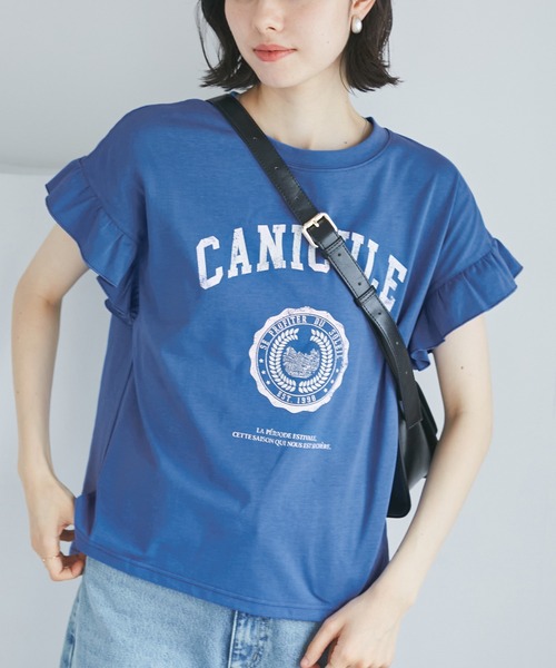 ROPE' PICNIC(ロペピクニック)の「袖フリルカレッジロゴTシャツ(Tシャツ/カットソー・レディース・オフホワイト/チャコールグレー/グリーン/ブルー系その他4・38)」の4枚目の写真