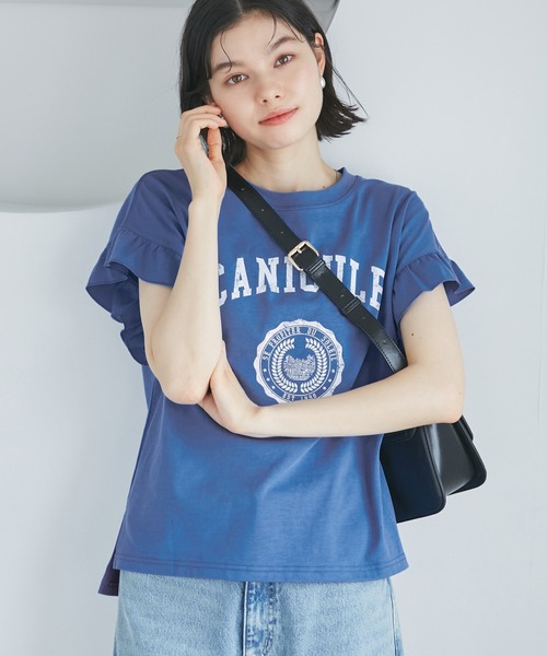 セール】袖フリルカレッジロゴTシャツ（Tシャツ/カットソー）｜ROPE