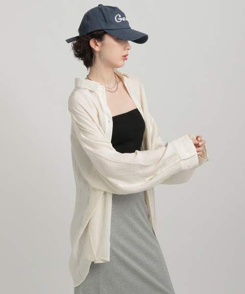 GEORGE'S(ジョージズ)の「シアーBIGシャツ(シャツ/ブラウス・レディース・ブルー系/アイボリー/イエロー系/ネイビー・FREE)」の12枚目の写真