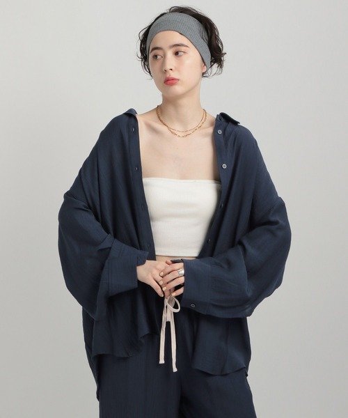 GEORGE'S(ジョージズ)の「シアーBIGシャツ(シャツ/ブラウス・レディース・ブルー系/アイボリー/イエロー系/ネイビー・FREE)」の13枚目の写真