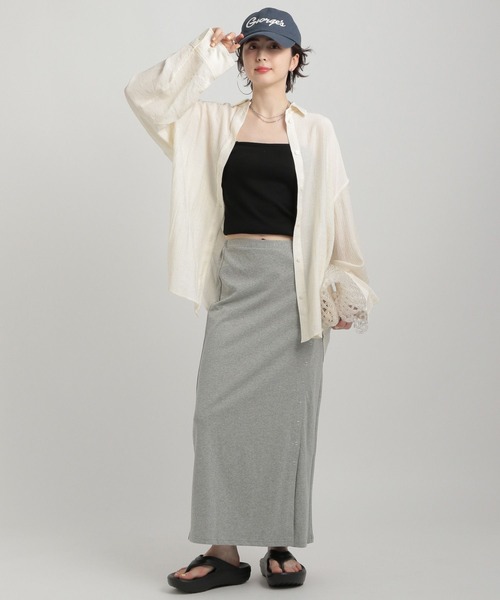 GEORGE'S(ジョージズ)の「シアーBIGシャツ(シャツ/ブラウス・レディース・ブルー系/アイボリー/イエロー系/ネイビー・FREE)」の6枚目の写真