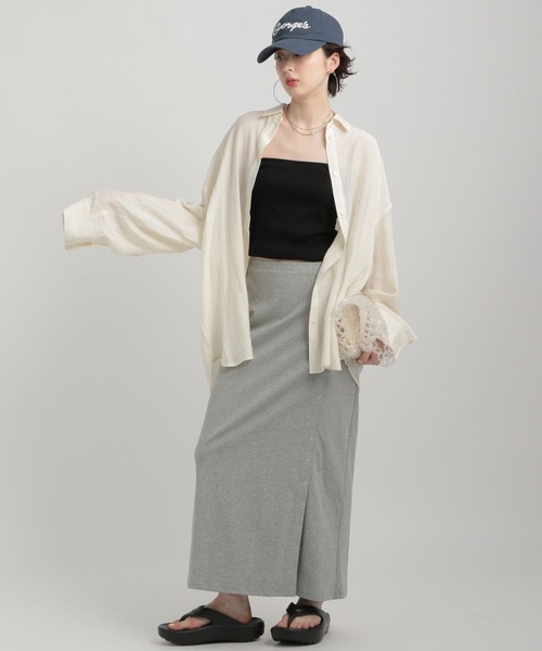 GEORGE'S(ジョージズ)の「シアーBIGシャツ(シャツ/ブラウス・レディース・ブルー系/アイボリー/イエロー系/ネイビー・FREE)」の7枚目の写真