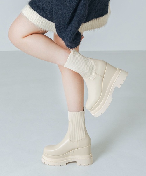 ｙ*︎様 新品未使用　EVOL ふかふかクッション　11cmニットショートブーツ EVOL｜【ふかふか・クッション入り】11cmニットショートブーツ