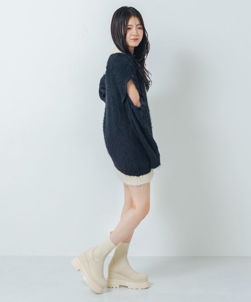 EVOL ふかふか・クッション入り11cmニットショートブーツ L　IZ5803 ふかふか・クッション入り】11cmニットショートブーツ IZ5803（ブーツ