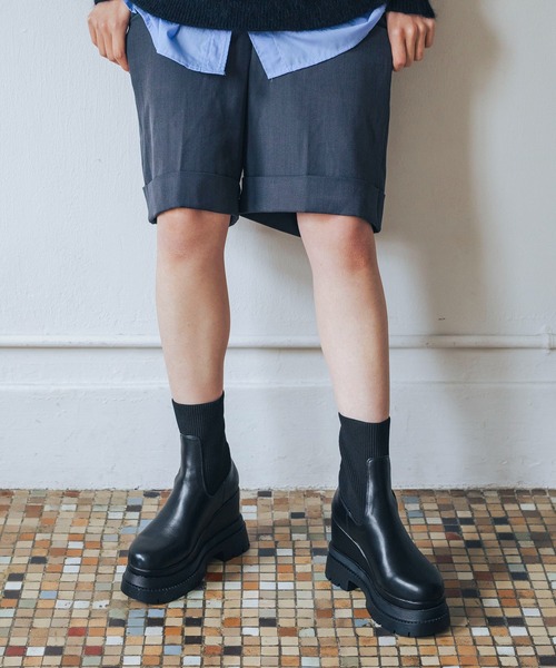 ふかふか・クッション入り】11cmニットショートブーツ IZ5803（ブーツ