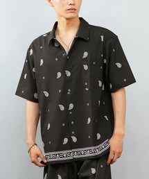 【最終値下げ】FR2GOLF 半袖シャツ　ペイズリー柄　黒 MEN'S BIGI シャツ ペイズリージャカード/透かし柄オープン