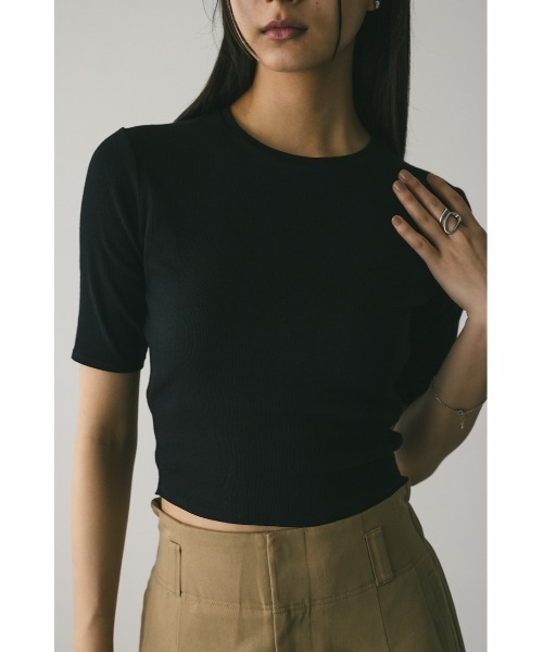 STYLEMIXER(スタイルミキサー)の「ハーフスリーブT(Tシャツ/カットソー・レディース・ブラック/ホワイト/ブラウン・FREE)」の2枚目の写真
