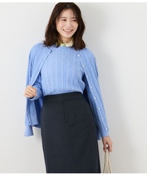 NEWYORKER（ニューヨーカー）の「コンパクトギザコットン ケーブルクルーネックカーディガン（カーディガン/ボレロ）」