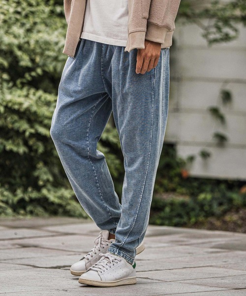 CAMBIO(カンビオ)の「mp13914-Chemical Wash Indigo Sweat Tuck Pants スウェットパンツ(スウェットパンツ・メンズ・インディゴブルー/ブルー・S/M/L)」の2枚目の写真