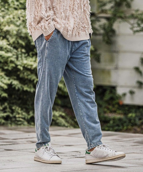 CAMBIO(カンビオ)の「mp13914-Chemical Wash Indigo Sweat Tuck Pants スウェットパンツ(スウェットパンツ・メンズ・インディゴブルー/ブルー・S/M/L)」の12枚目の写真