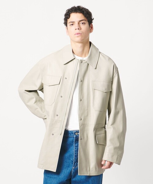 LOEFF（ロエフ）の「＜LOEFF＞ラムレザー フィールド ジャケット UNISEX（その他アウター・レディース・ダークブラウン/ブラック/ライトグレー/オリーブ・0/00/1/2）」の2枚目の写真