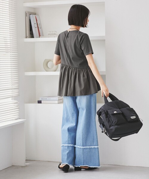 VIS（ビス）の「ペプラムドッキングプルオーバー（Tシャツ/カットソー・レディース・チャコールグレー/オフホワイト/ブラック・FREE）」の5枚目の写真