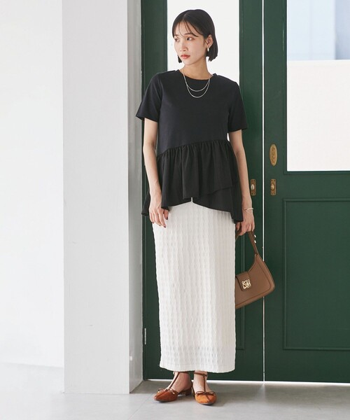 VIS（ビス）の「ペプラムドッキングプルオーバー（Tシャツ/カットソー・レディース・チャコールグレー/オフホワイト/ブラック・FREE）」の9枚目の写真