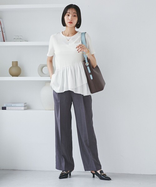 VIS（ビス）の「ペプラムドッキングプルオーバー（Tシャツ/カットソー・レディース・チャコールグレー/オフホワイト/ブラック・FREE）」の13枚目の写真