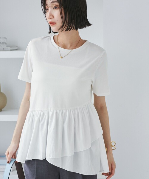 VIS（ビス）の「ペプラムドッキングプルオーバー（Tシャツ/カットソー・レディース・チャコールグレー/オフホワイト/ブラック・FREE）」の14枚目の写真