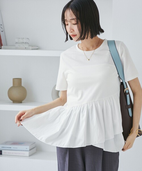 VIS（ビス）の「ペプラムドッキングプルオーバー（Tシャツ/カットソー・レディース・チャコールグレー/オフホワイト/ブラック・FREE）」の15枚目の写真