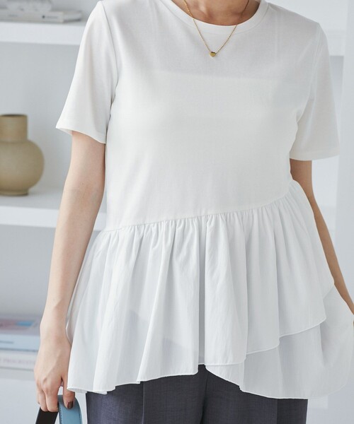 VIS（ビス）の「ペプラムドッキングプルオーバー（Tシャツ/カットソー・レディース・チャコールグレー/オフホワイト/ブラック・FREE）」の16枚目の写真