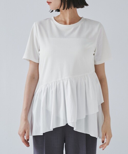 VIS（ビス）の「ペプラムドッキングプルオーバー（Tシャツ/カットソー・レディース・チャコールグレー/オフホワイト/ブラック・FREE）」の17枚目の写真