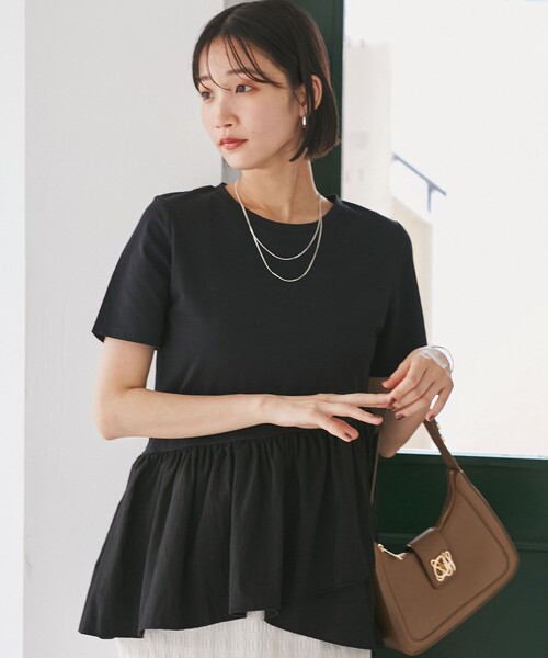 VIS（ビス）の「ペプラムドッキングプルオーバー（Tシャツ/カットソー・レディース・チャコールグレー/オフホワイト/ブラック・FREE）」の2枚目の写真