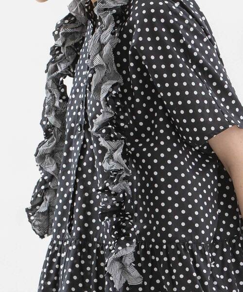 nop de nod ノップドゥノッド　フリルタイ付きワンピース　ドット　新品 nop de nod（ノップドゥノッド）の「フリルタイ付きワンピース
