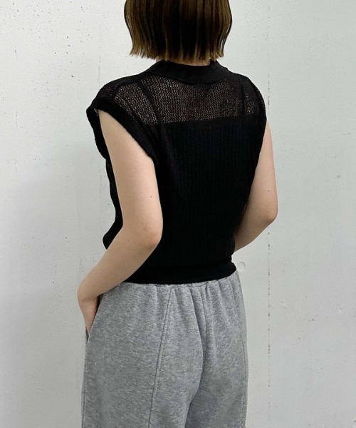 archives(アルシーヴ)の「カールヤーンハーフZIPノースリニット(ニット/セーター・レディース・アイボリー/ブラック/グレー/ベージュ・MEDIUM)」の19枚目の写真