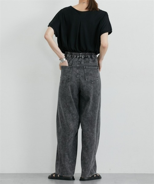 nissen（ニッセン）の「きれいめカーブデニムパンツ（デニムパンツ・レディース・ケミカルウォッシュ/ブラック/インディゴブルー・M/L）」の7枚目の写真