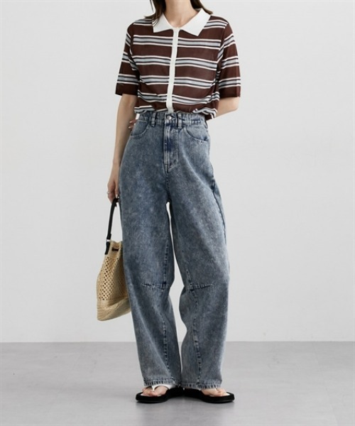 nissen（ニッセン）の「きれいめカーブデニムパンツ（デニムパンツ・レディース・ケミカルウォッシュ/ブラック/インディゴブルー・M/L）」の10枚目の写真