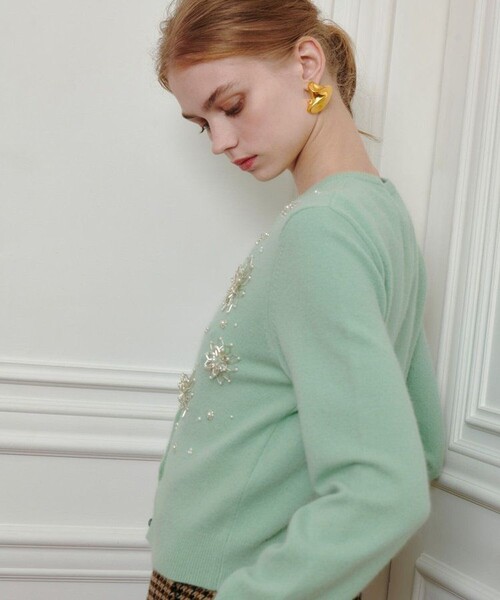 セール】【LOULOU WILLOUGHBY】ビーズフラワーカーディガン