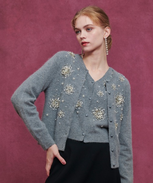 ルルウィルビー カーディガン LOULOU WILLOUGHBY LOULOU WILLOUGHBY】柄編みニットブルゾン（カーディガン/ボレロ