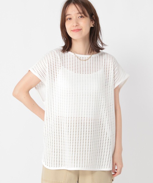 studio CLIP(スタディオクリップ)の「メッシュフレンチスリーブプルオーバー(Tシャツ/カットソー・レディース・ブラック/ベージュ/オフホワイト・FREE)」の4枚目の写真