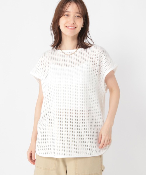 studio CLIP(スタディオクリップ)の「メッシュフレンチスリーブプルオーバー(Tシャツ/カットソー・レディース・ブラック/ベージュ/オフホワイト・FREE)」の6枚目の写真