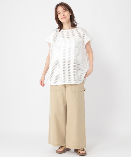 studio CLIP(スタディオクリップ)の「メッシュフレンチスリーブプルオーバー(Tシャツ/カットソー・レディース・ブラック/ベージュ/オフホワイト・FREE)」の8枚目の写真