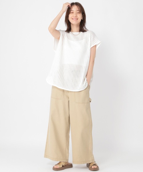 studio CLIP(スタディオクリップ)の「メッシュフレンチスリーブプルオーバー(Tシャツ/カットソー・レディース・ブラック/ベージュ/オフホワイト・FREE)」の10枚目の写真