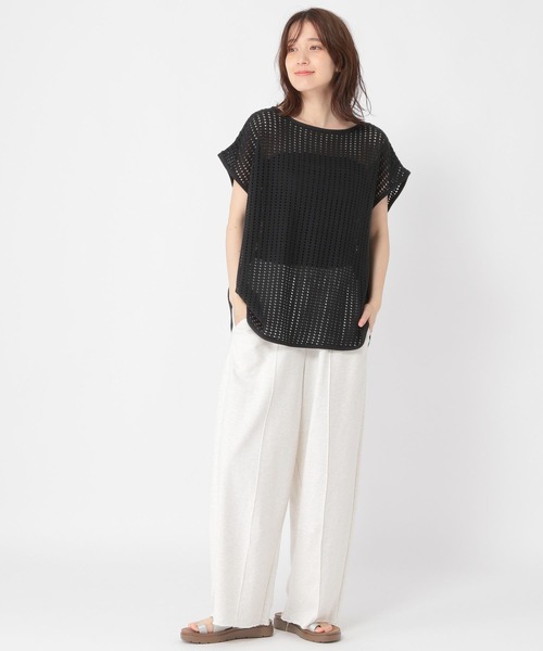 studio CLIP(スタディオクリップ)の「メッシュフレンチスリーブプルオーバー(Tシャツ/カットソー・レディース・ブラック/ベージュ/オフホワイト・FREE)」の18枚目の写真