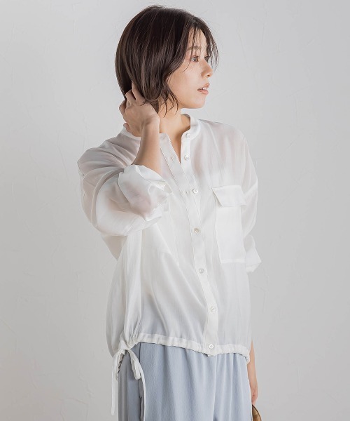 Droite lautreamont（ドロワットロートレアモン）の「セミシアードロストブラウス≪手洗い可能≫（シャツ/ブラウス・レディース・オフホワイト/ブラウン/グリーン/イエロー・M）」の2枚目の写真