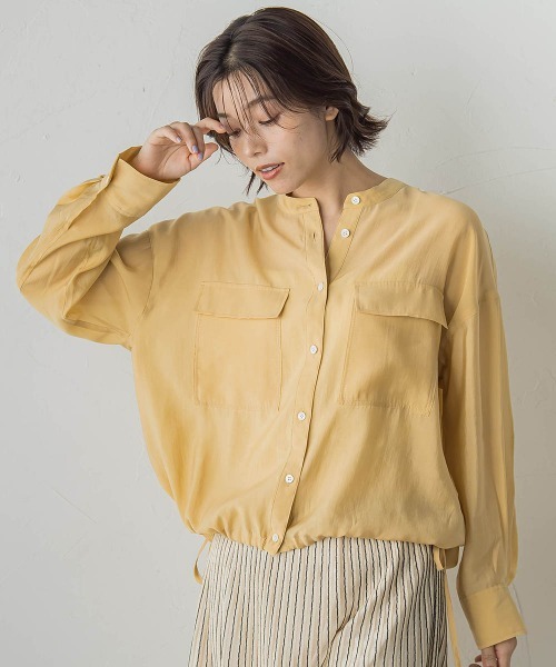 Droite lautreamont（ドロワットロートレアモン）の「セミシアードロストブラウス≪手洗い可能≫（シャツ/ブラウス・レディース・オフホワイト/ブラウン/グリーン/イエロー・M）」の4枚目の写真