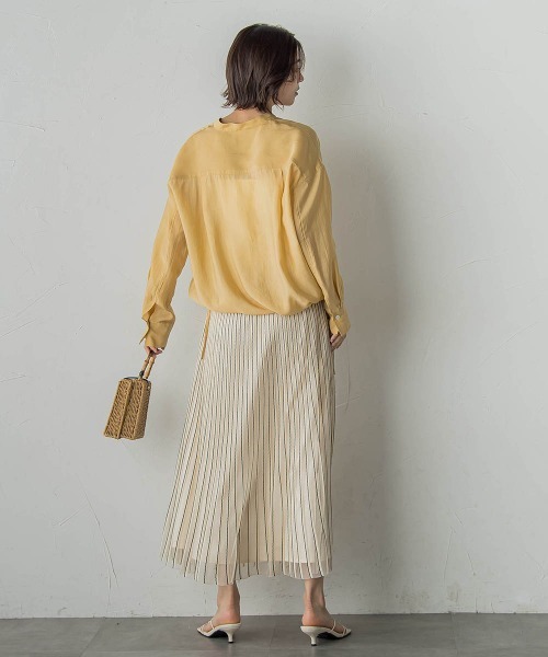 Droite lautreamont（ドロワットロートレアモン）の「セミシアードロストブラウス≪手洗い可能≫（シャツ/ブラウス・レディース・オフホワイト/ブラウン/グリーン/イエロー・M）」の17枚目の写真