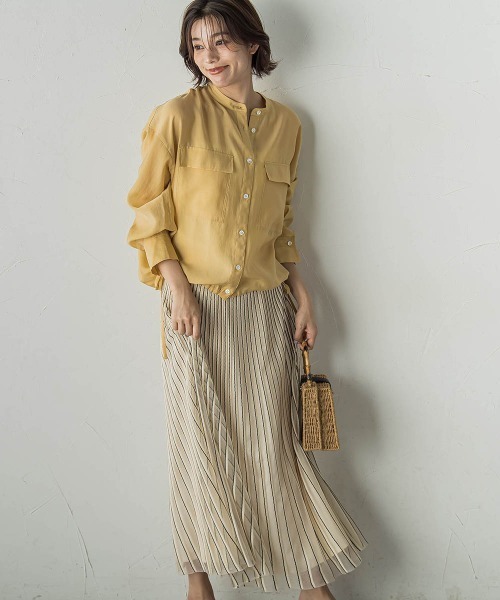 Droite lautreamont（ドロワットロートレアモン）の「セミシアードロストブラウス≪手洗い可能≫（シャツ/ブラウス・レディース・オフホワイト/ブラウン/グリーン/イエロー・M）」の18枚目の写真