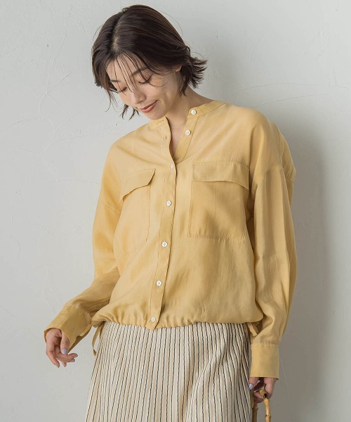 Droite lautreamont（ドロワットロートレアモン）の「セミシアードロストブラウス≪手洗い可能≫（シャツ/ブラウス・レディース・オフホワイト/ブラウン/グリーン/イエロー・M）」の9枚目の写真