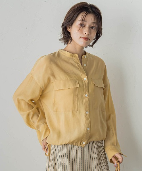 Droite lautreamont（ドロワットロートレアモン）の「セミシアードロストブラウス≪手洗い可能≫（シャツ/ブラウス・レディース・オフホワイト/ブラウン/グリーン/イエロー・M）」の10枚目の写真