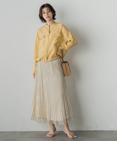 Droite lautreamont（ドロワットロートレアモン）の「セミシアードロストブラウス≪手洗い可能≫（シャツ/ブラウス・レディース・オフホワイト/ブラウン/グリーン/イエロー・M）」の20枚目の写真