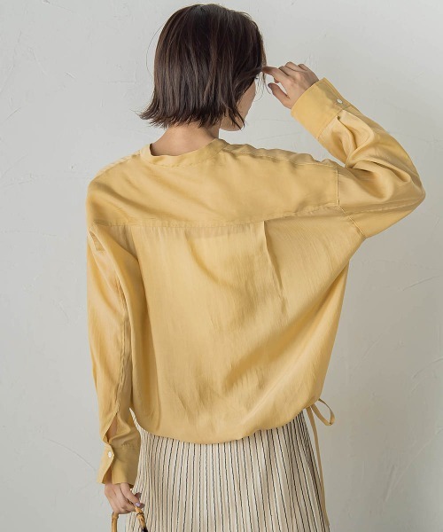 Droite lautreamont（ドロワットロートレアモン）の「セミシアードロストブラウス≪手洗い可能≫（シャツ/ブラウス・レディース・オフホワイト/ブラウン/グリーン/イエロー・M）」の8枚目の写真